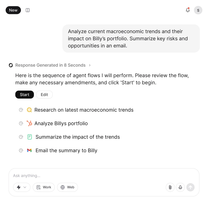 AI For Work Wealth Management Product Screen