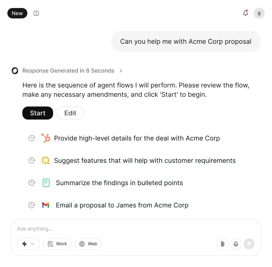 AI For Work Sales Product Screen